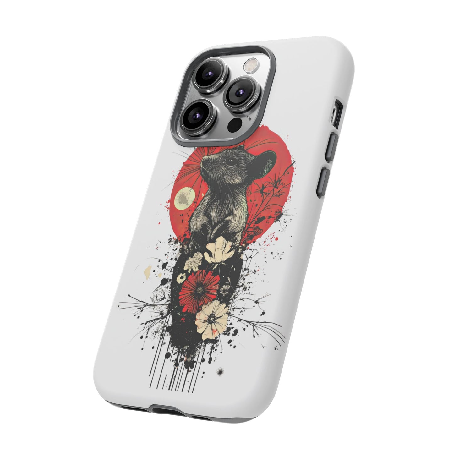 Protective Phone Case – Mouse & Floral Design