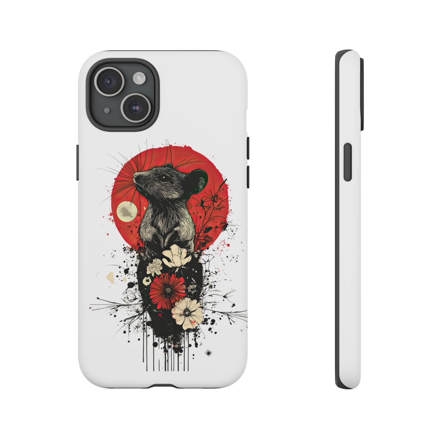 Protective Phone Case – Mouse & Floral Design