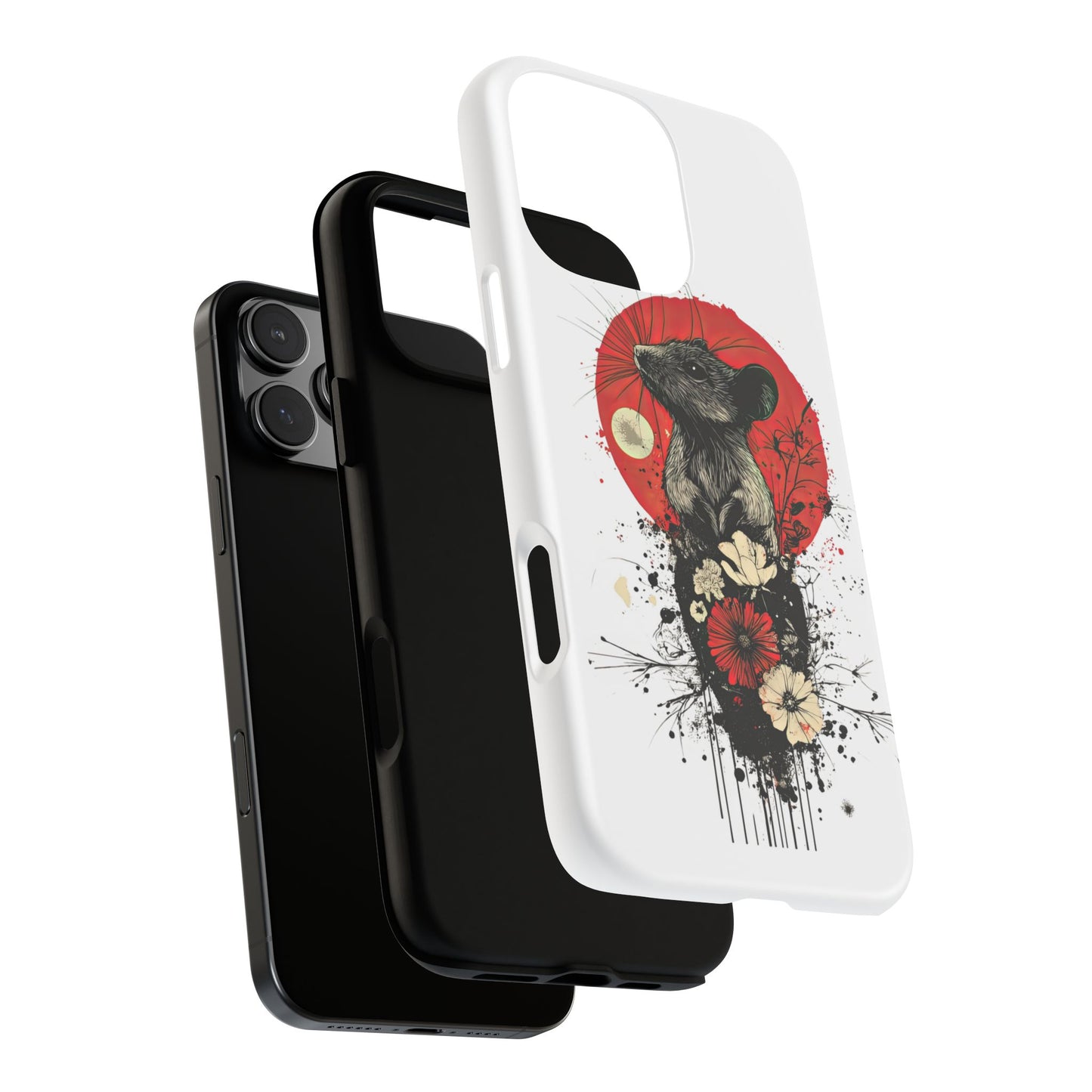 Protective Phone Case – Mouse & Floral Design