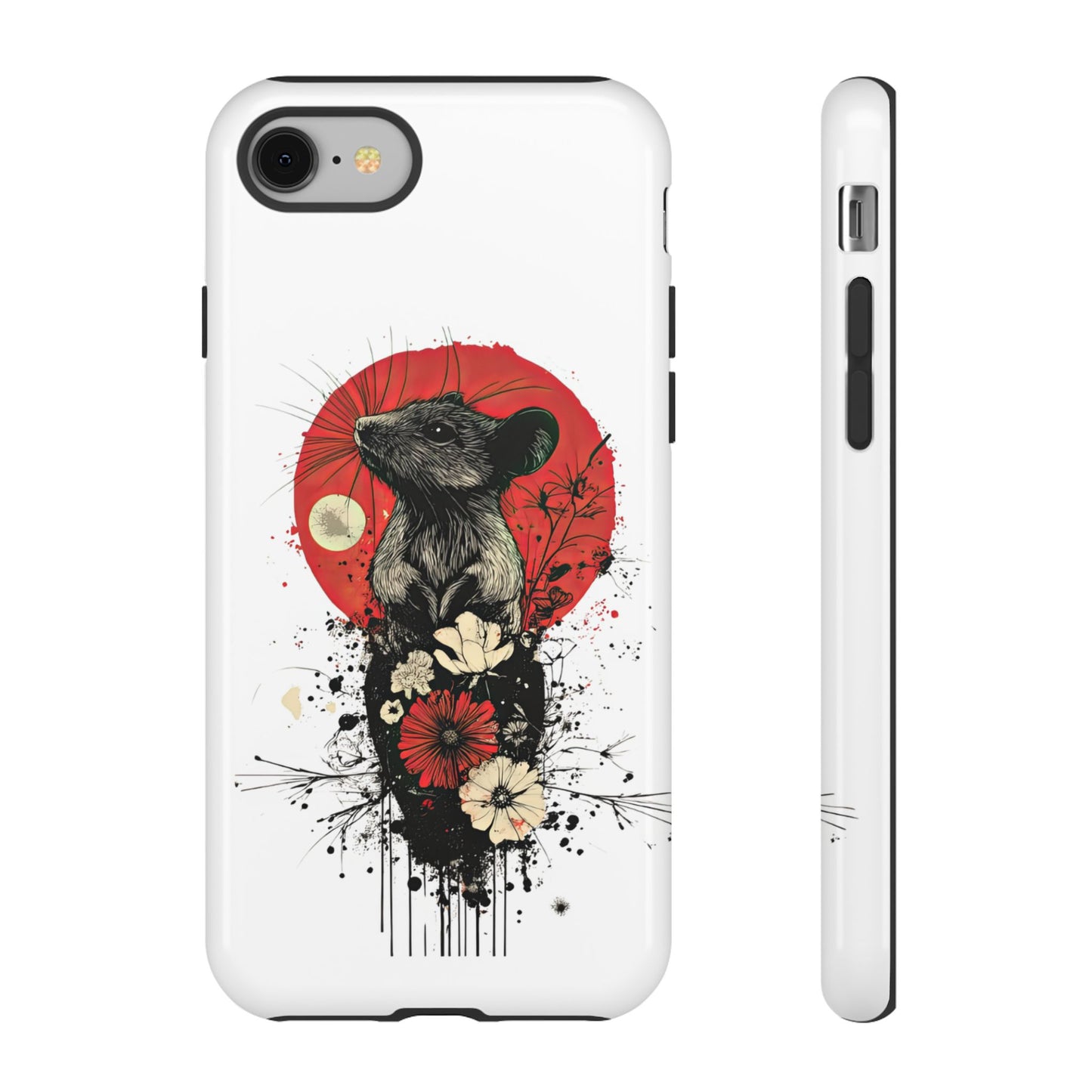 Protective Phone Case – Mouse & Floral Design