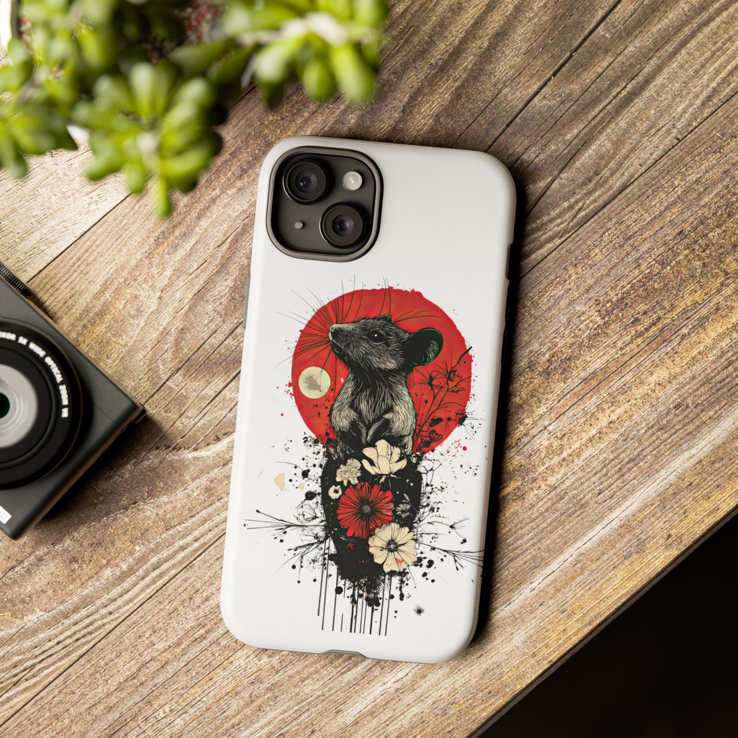 Protective Phone Case – Mouse & Floral Design