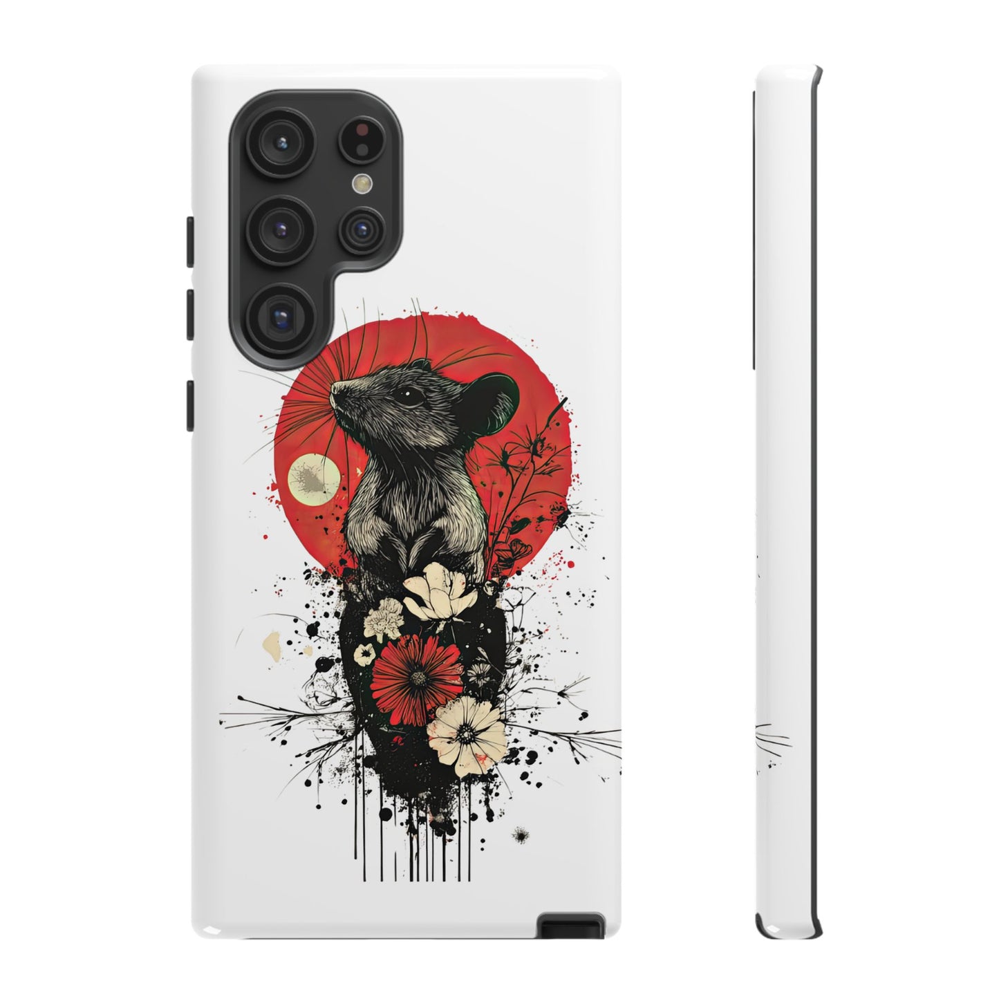 Protective Phone Case – Mouse & Floral Design