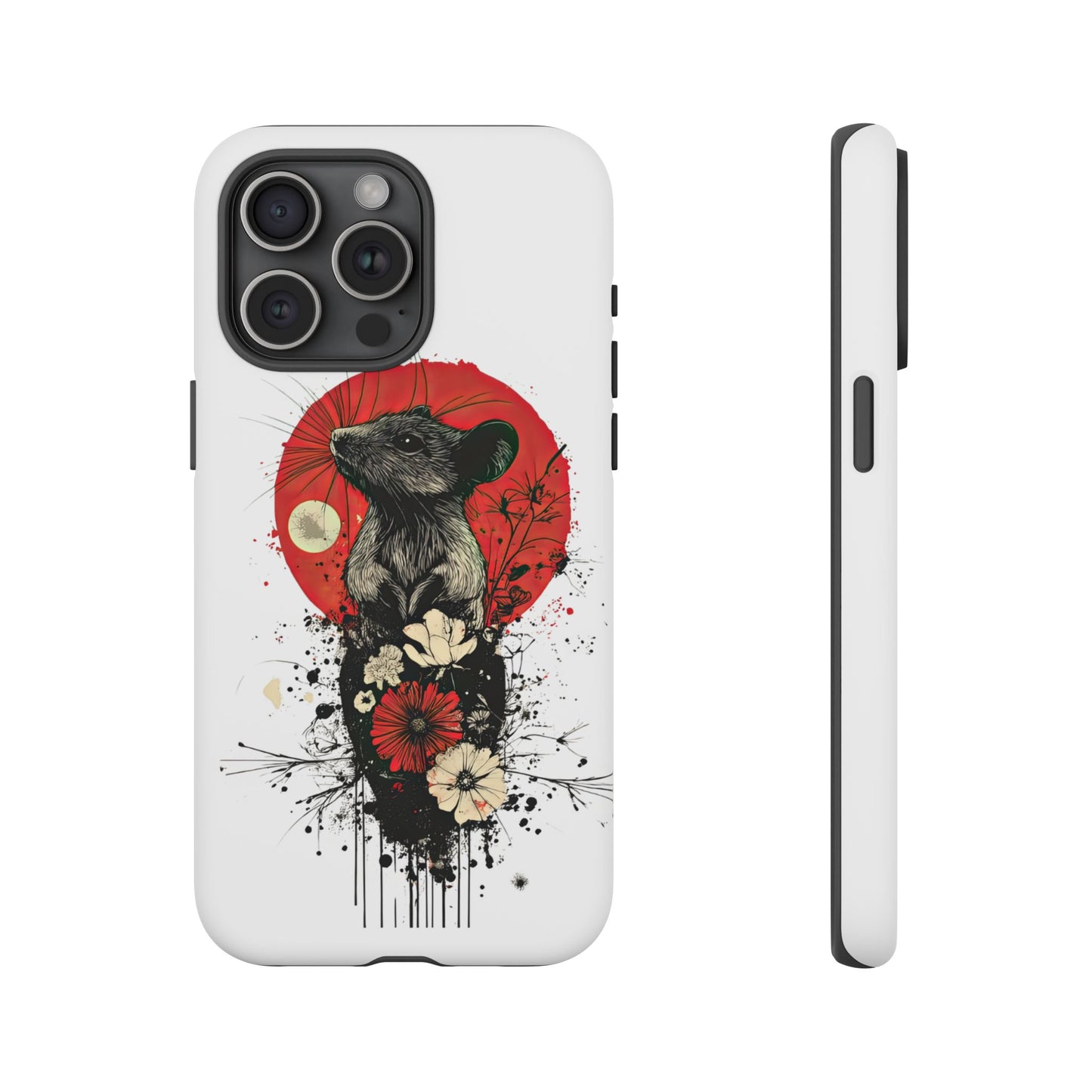 Protective Phone Case – Mouse & Floral Design