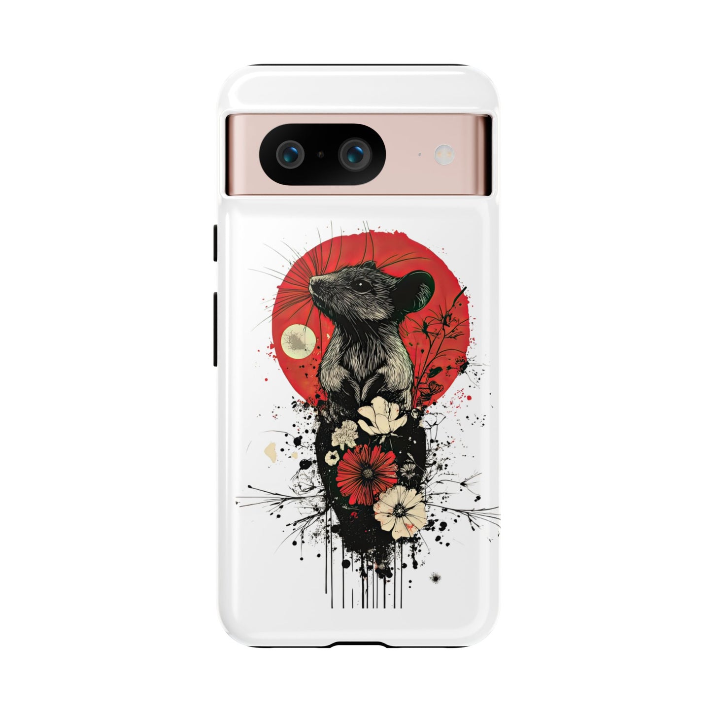 Protective Phone Case – Mouse & Floral Design