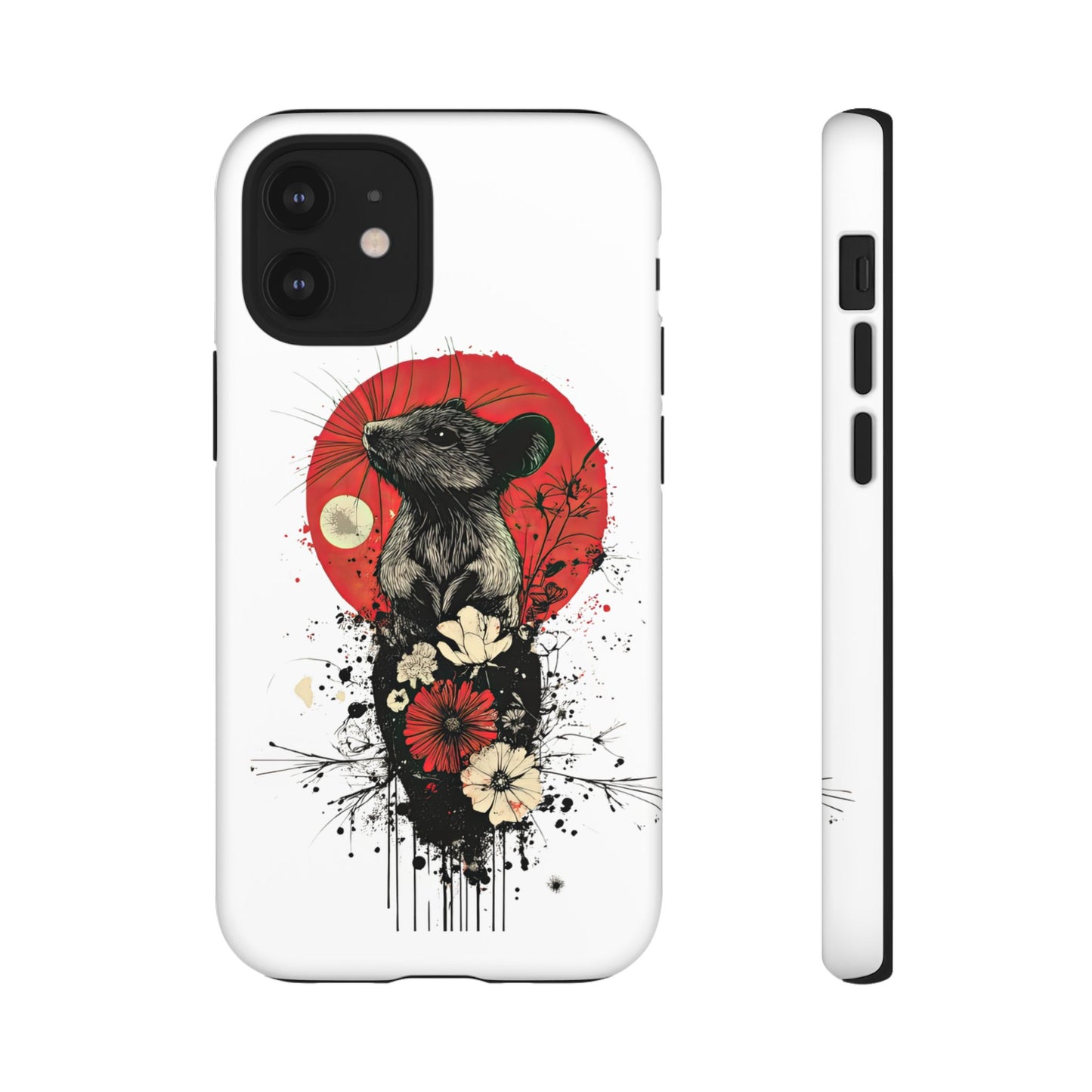 Protective Phone Case – Mouse & Floral Design