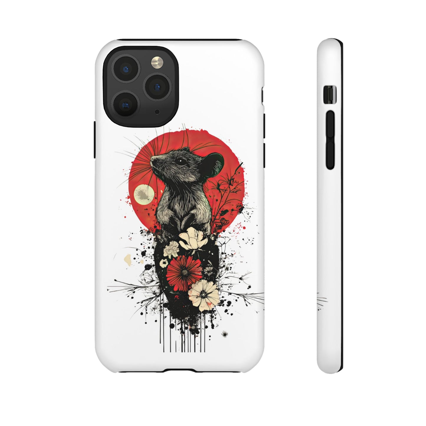 Protective Phone Case – Mouse & Floral Design