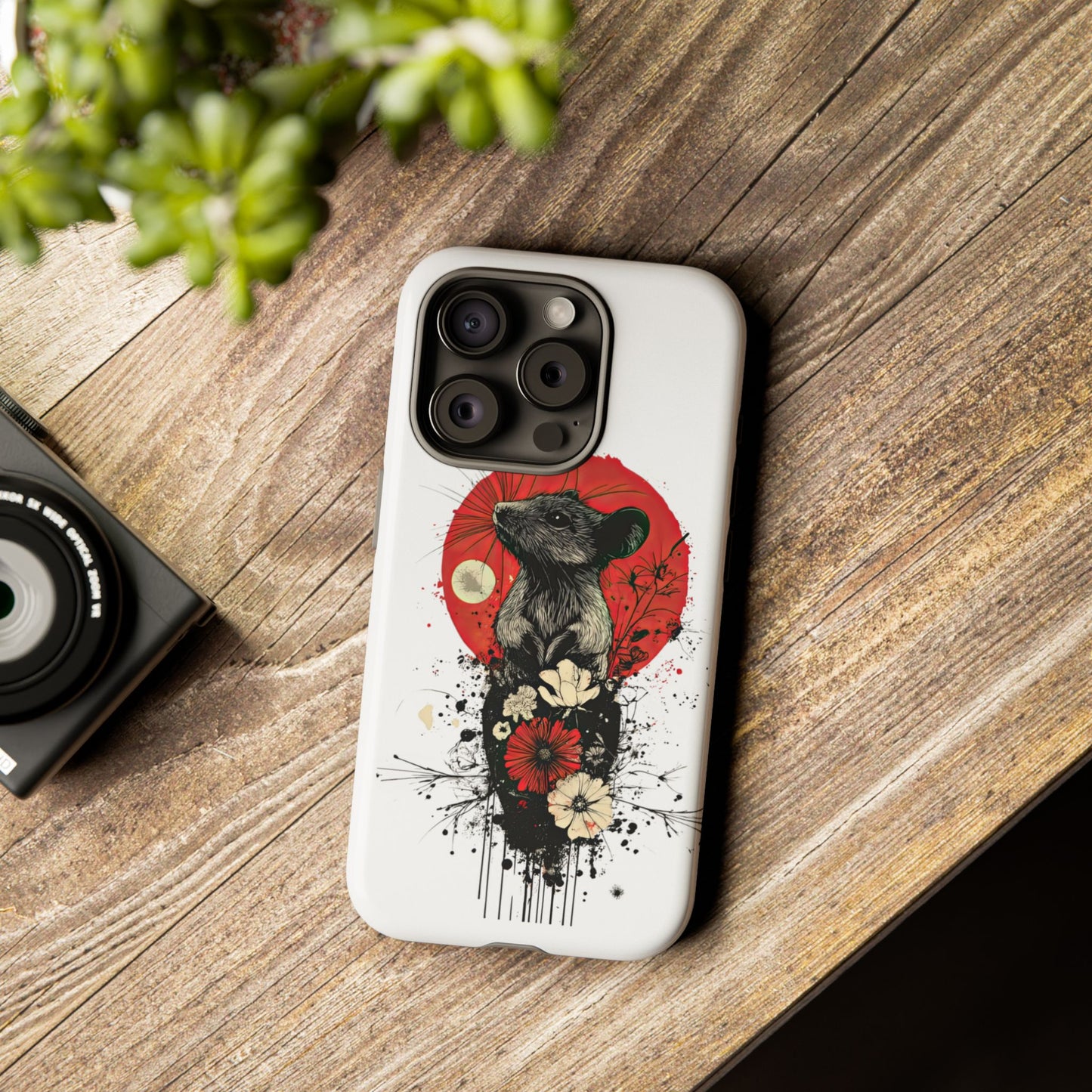 Protective Phone Case – Mouse & Floral Design