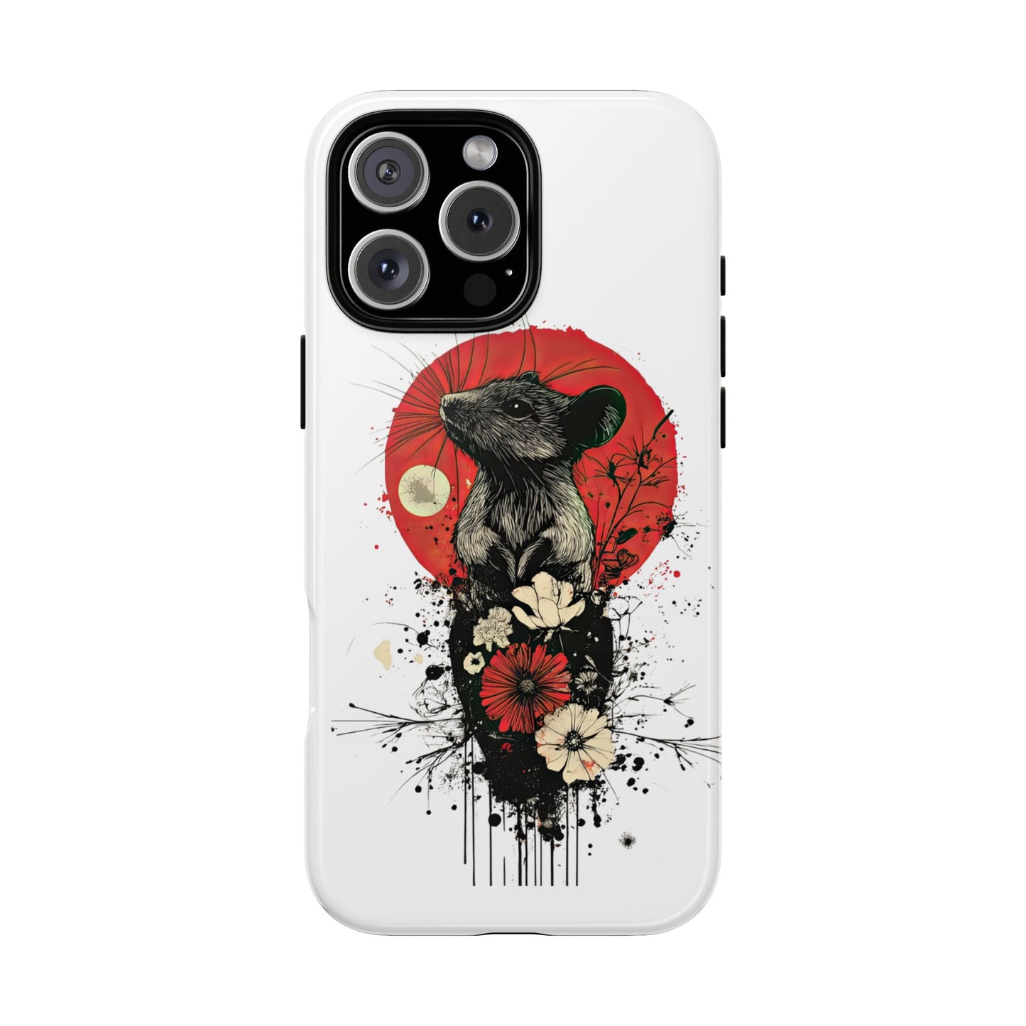 Protective Phone Case – Mouse & Floral Design