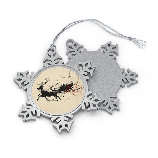 Pewter Snowflake Ornament -- Dark & Mystical Santa’s Sleigh