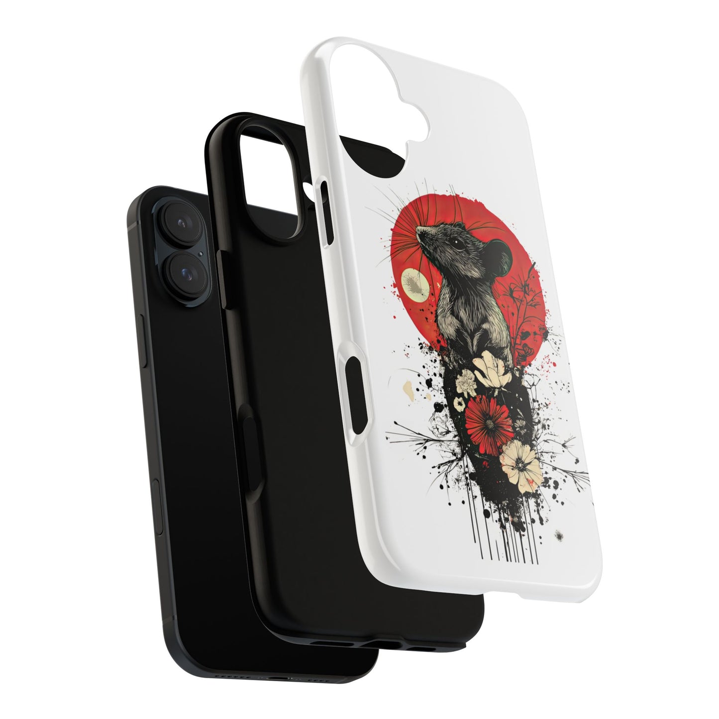 Protective Phone Case – Mouse & Floral Design