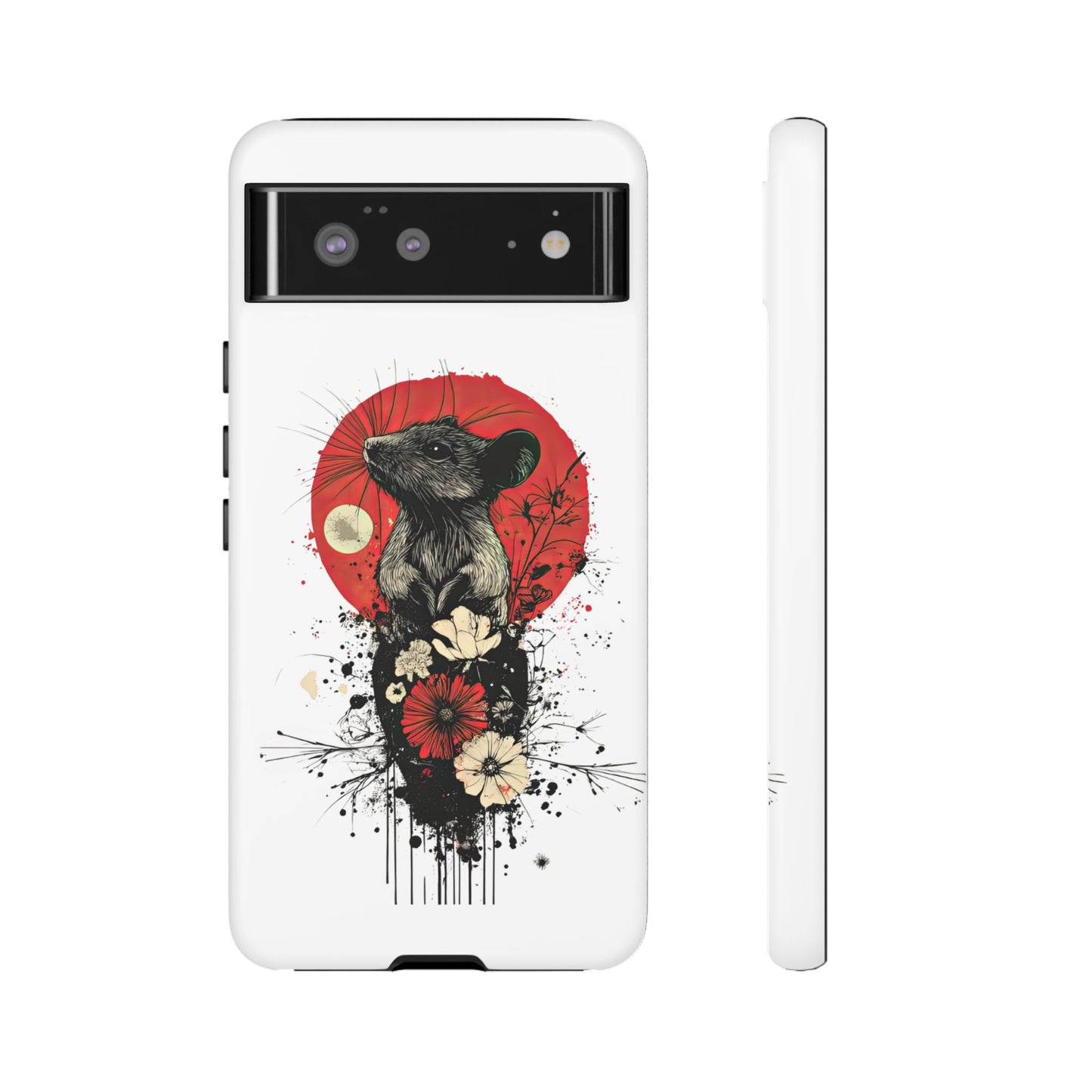 Protective Phone Case – Mouse & Floral Design