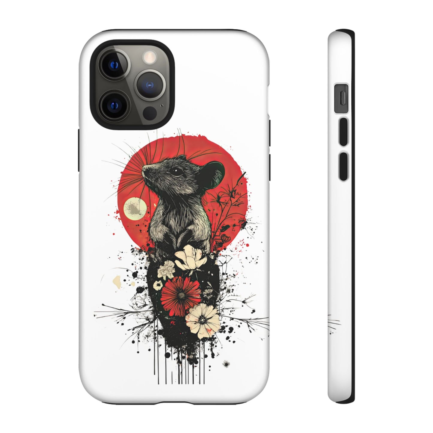 Protective Phone Case – Mouse & Floral Design