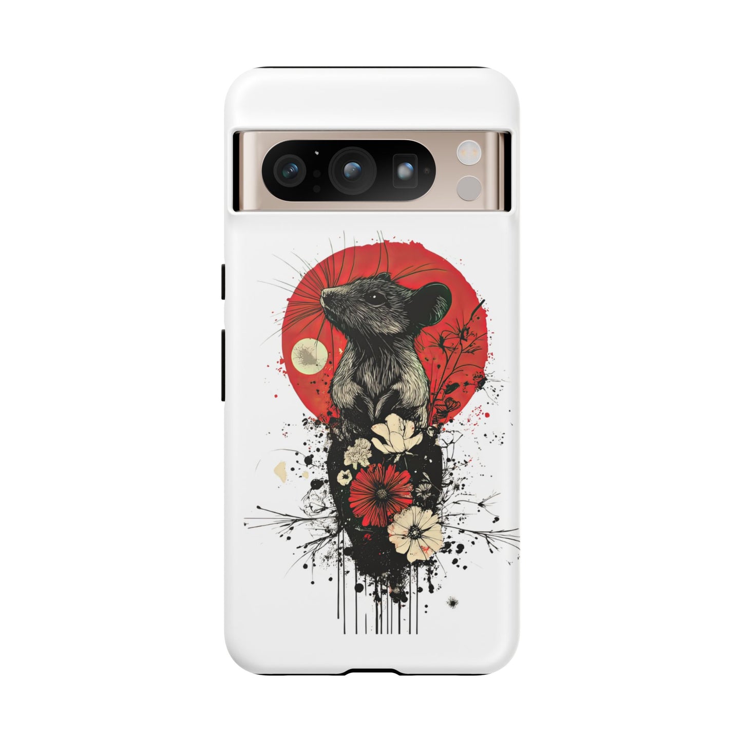 Protective Phone Case – Mouse & Floral Design