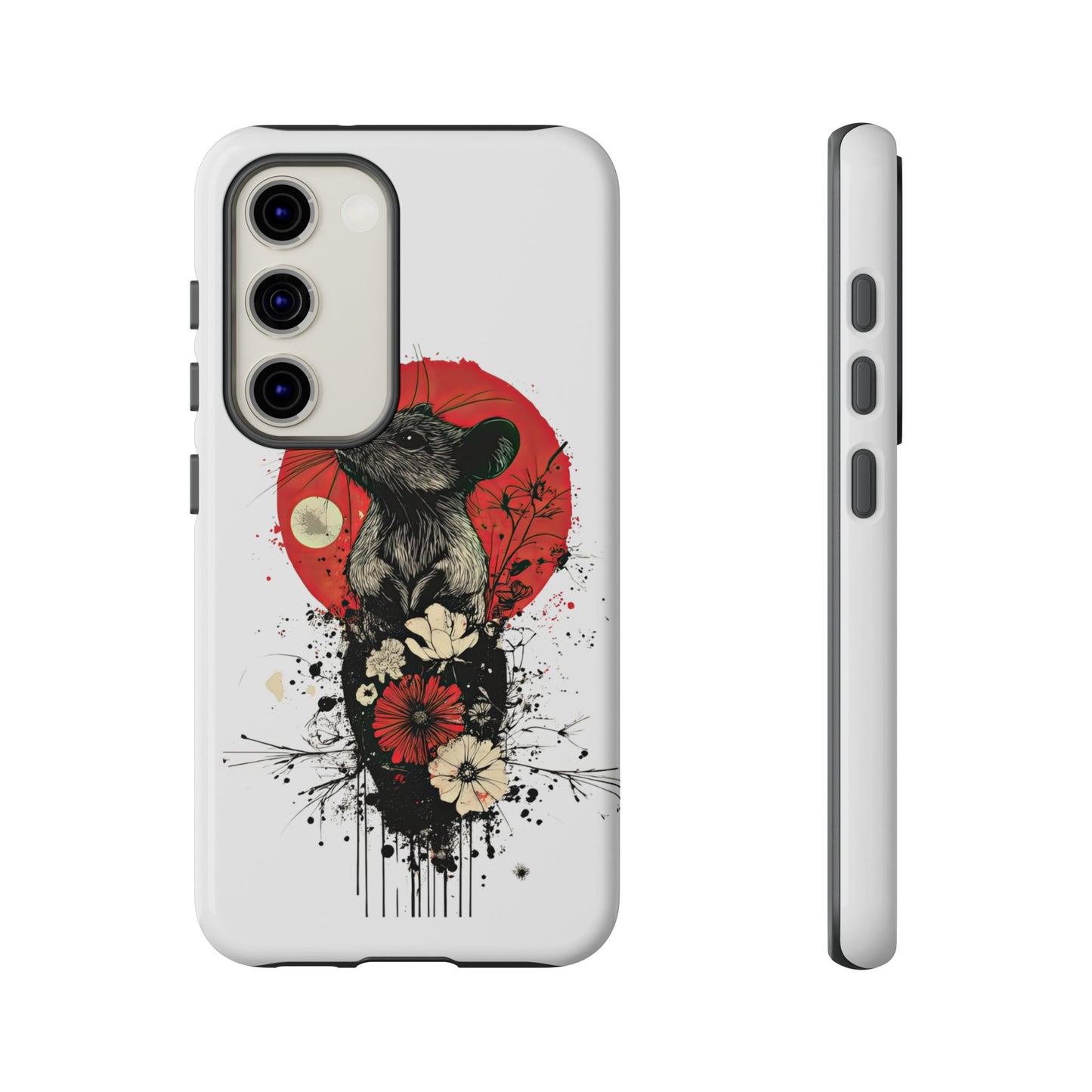 Protective Phone Case – Mouse & Floral Design