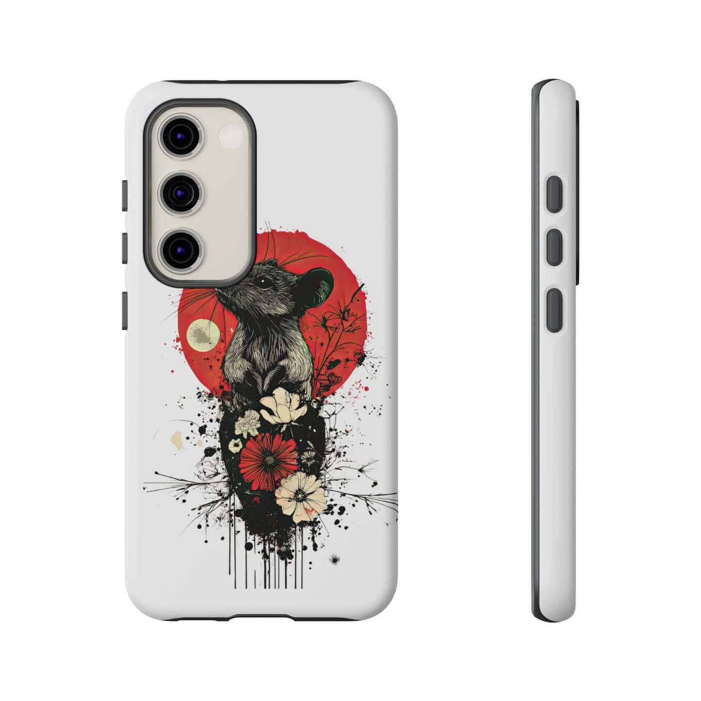 Protective Phone Case – Mouse & Floral Design