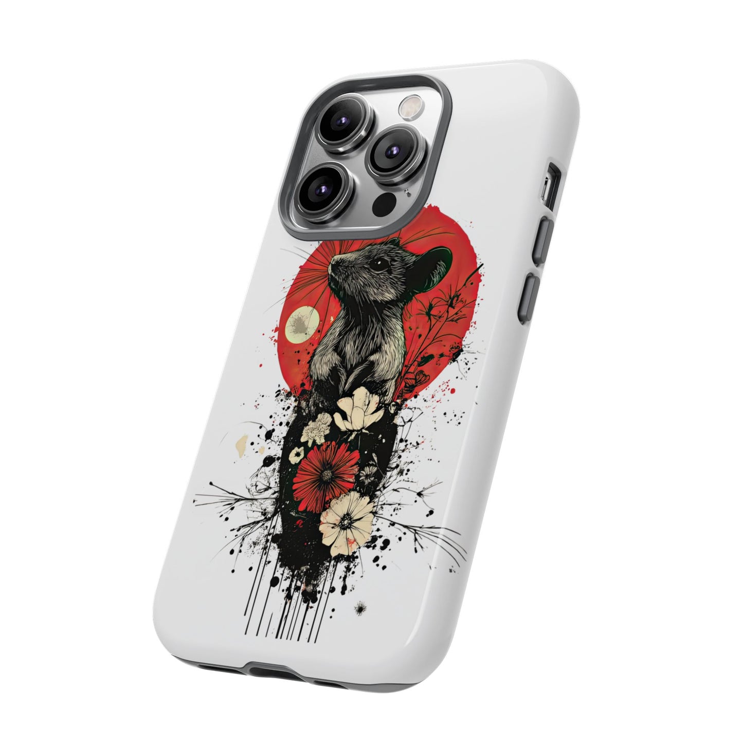 Protective Phone Case – Mouse & Floral Design