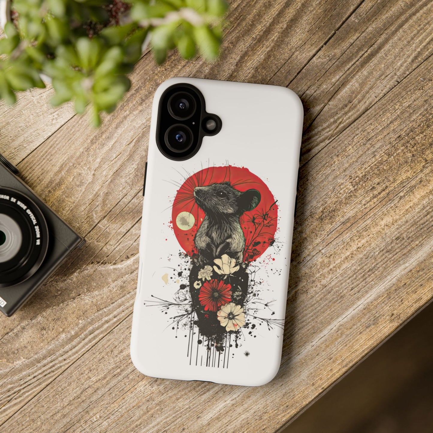 Protective Phone Case – Mouse & Floral Design