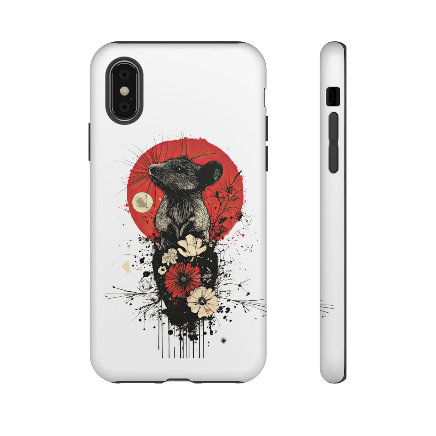 Protective Phone Case – Mouse & Floral Design