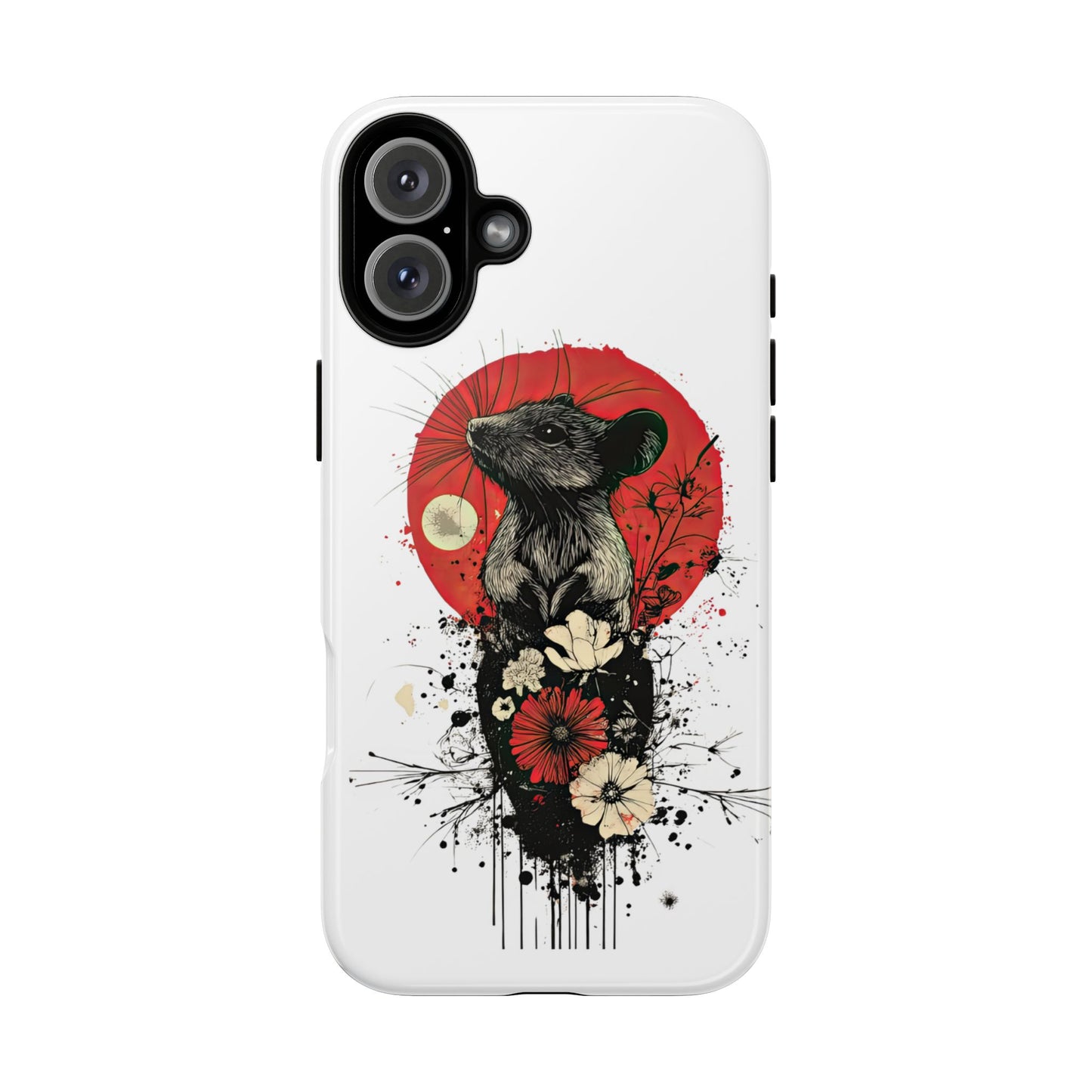 Protective Phone Case – Mouse & Floral Design