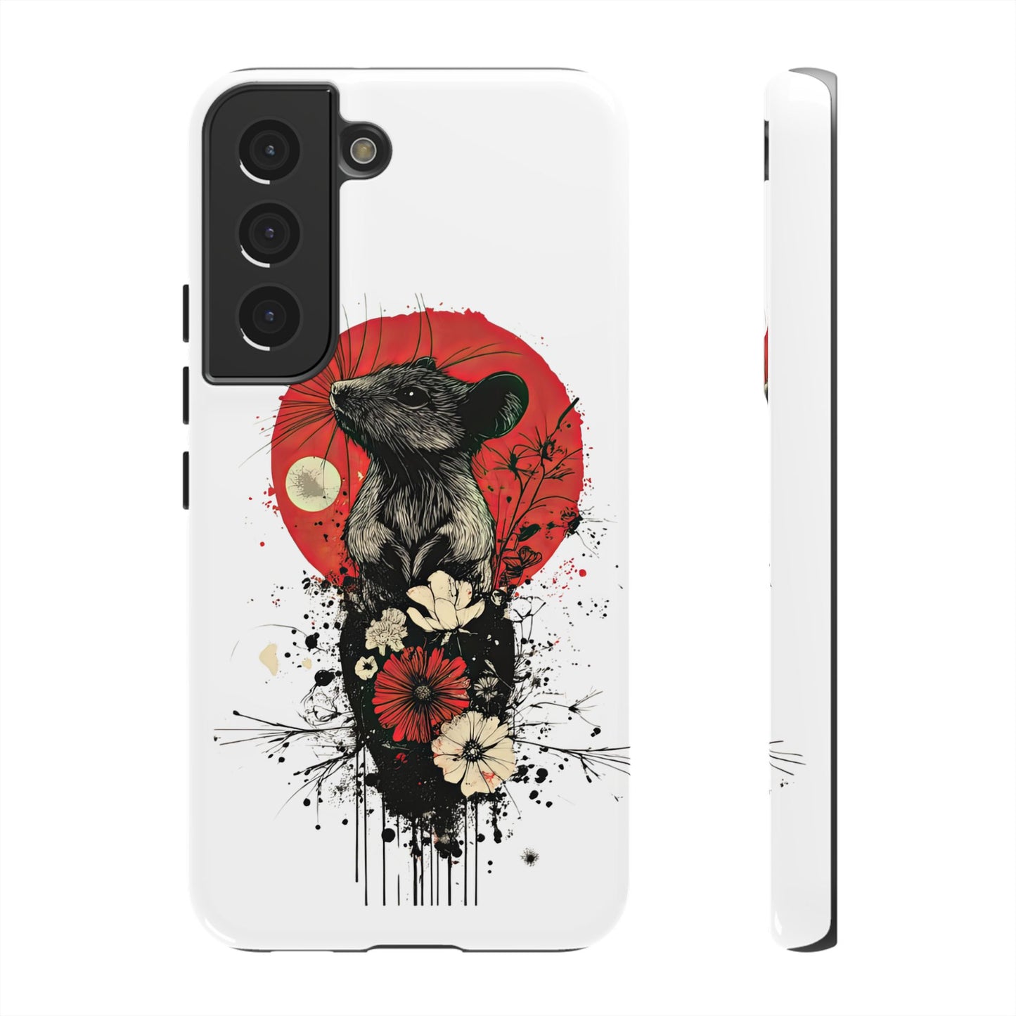 Protective Phone Case – Mouse & Floral Design