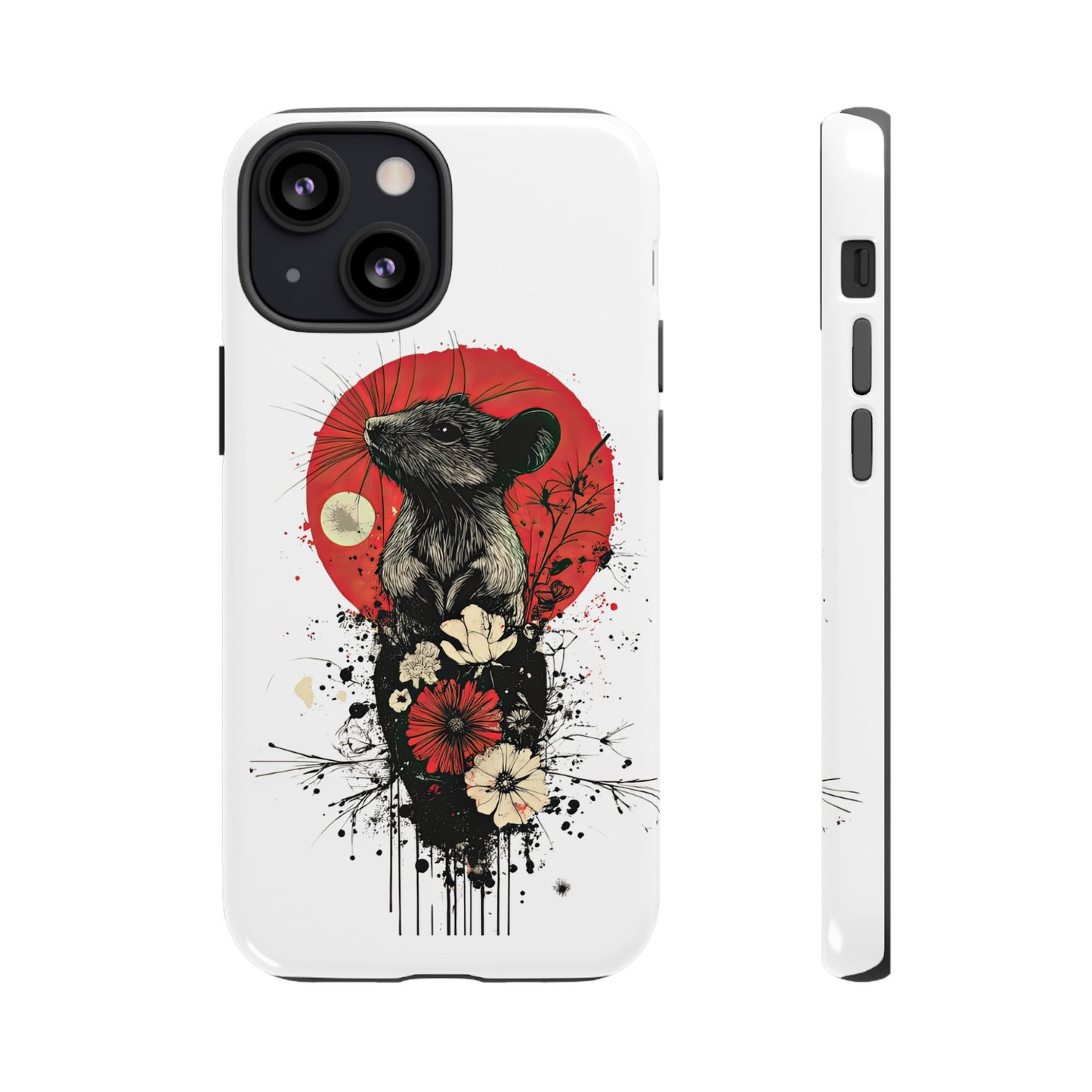 Protective Phone Case – Mouse & Floral Design