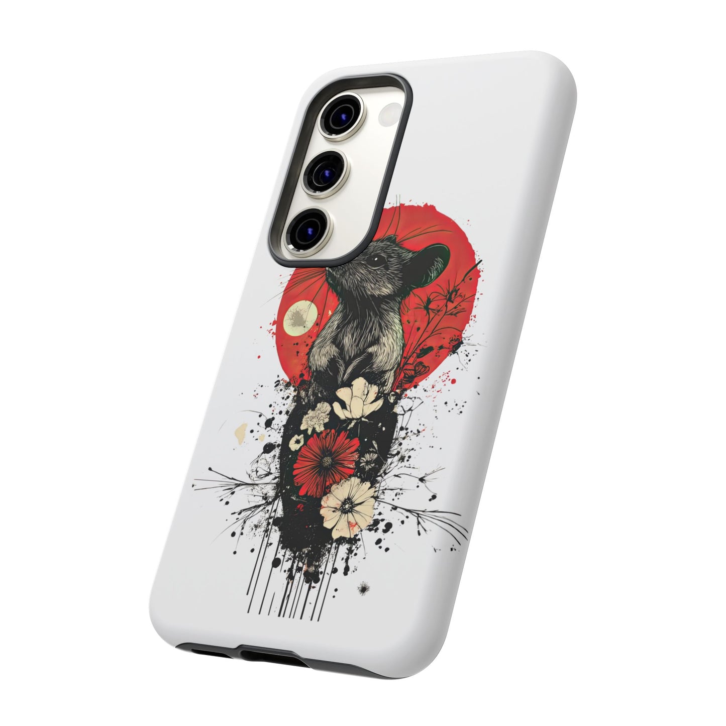 Protective Phone Case – Mouse & Floral Design