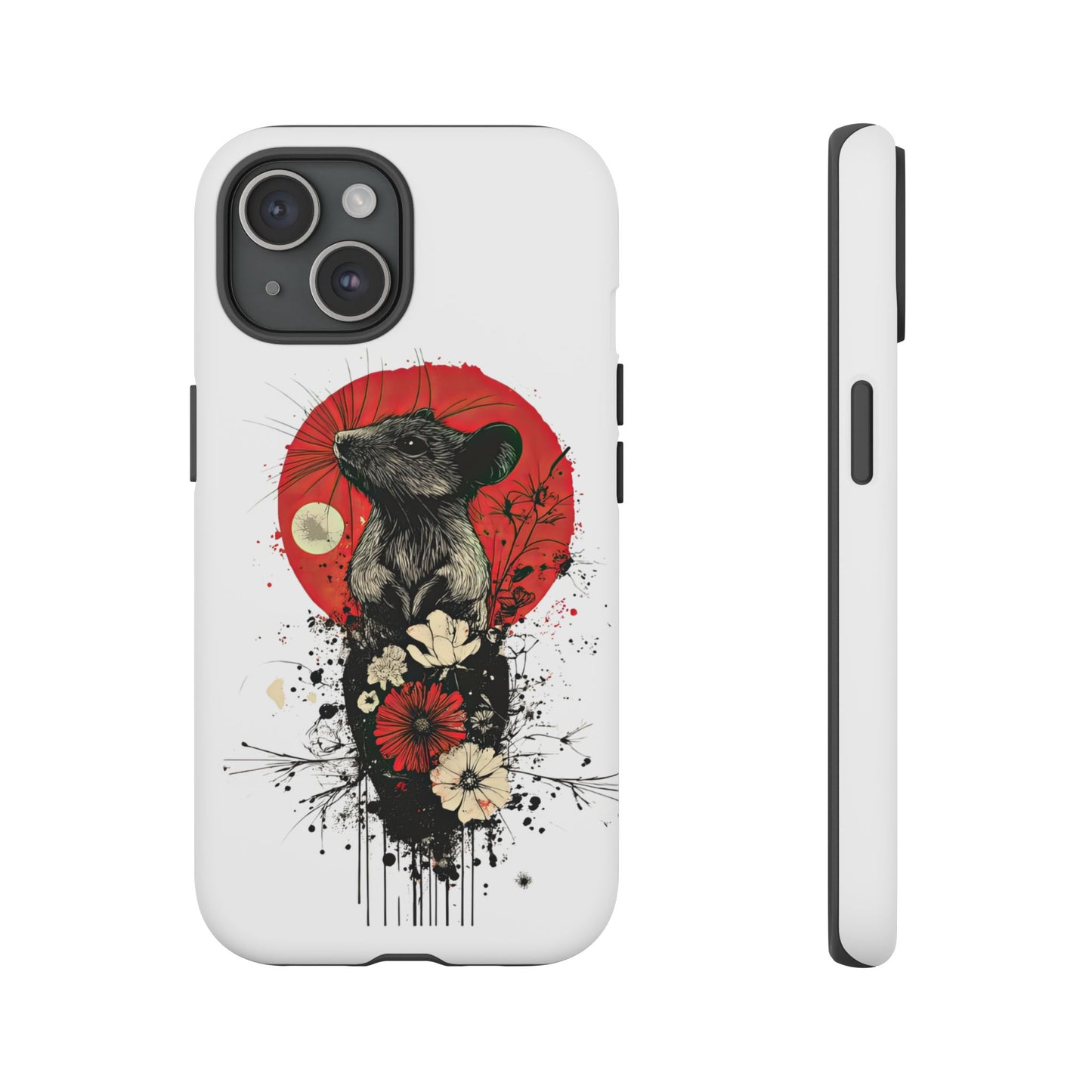 Protective Phone Case – Mouse & Floral Design