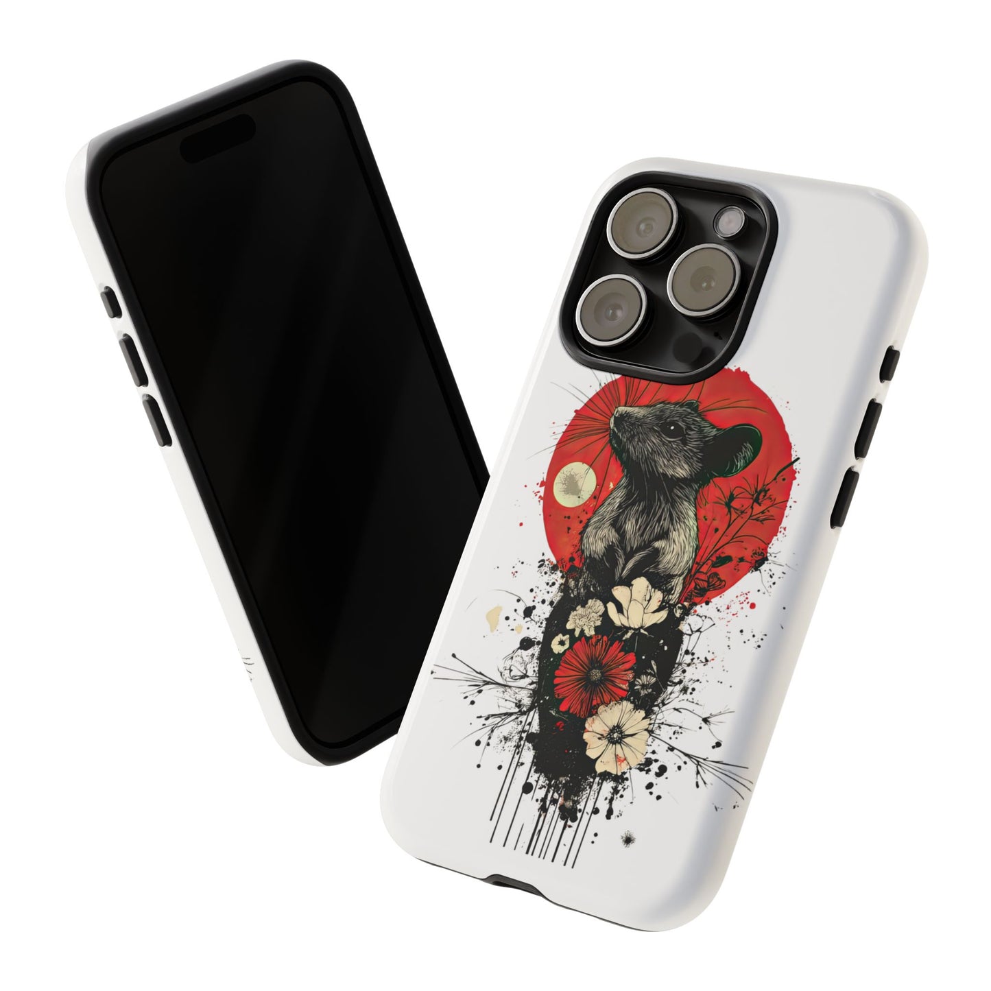 Protective Phone Case – Mouse & Floral Design