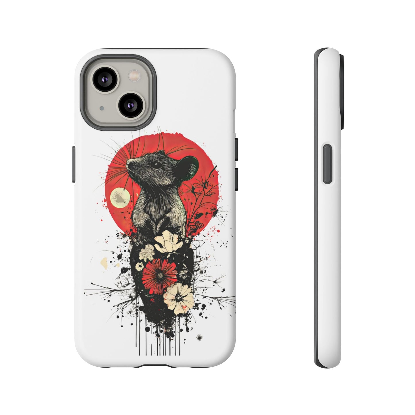 Protective Phone Case – Mouse & Floral Design