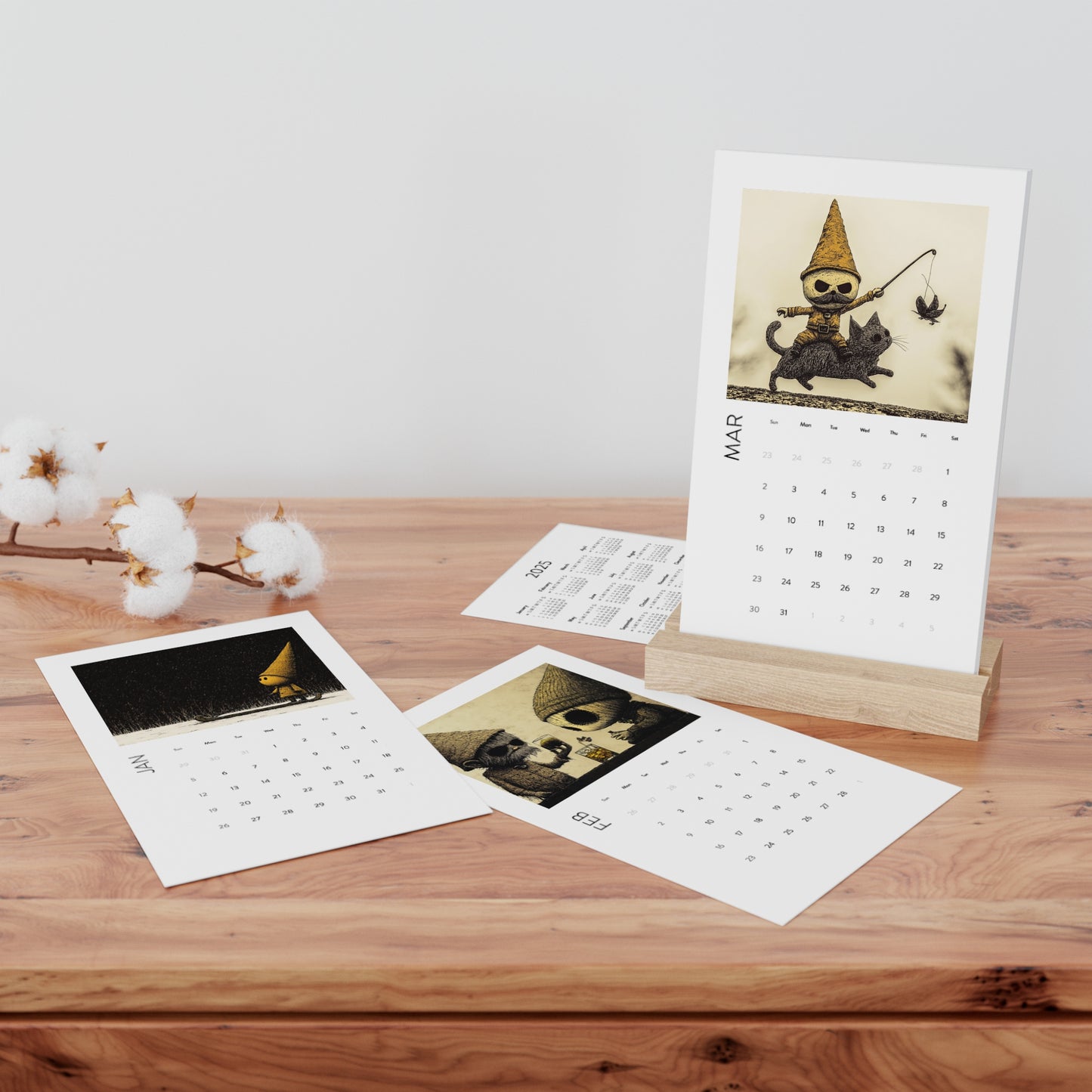 Gnomes Vertical Desk Calendar (2025)