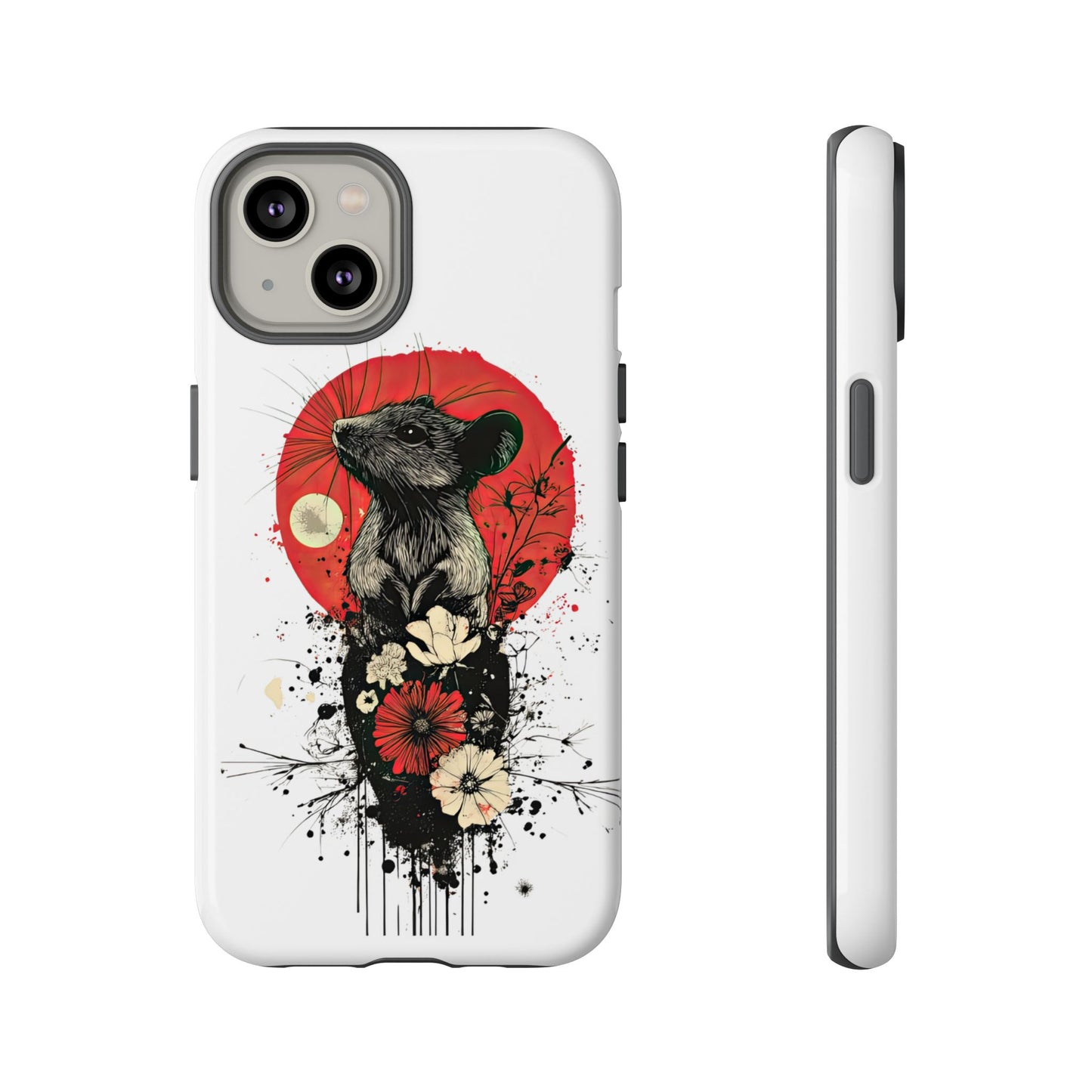 Protective Phone Case – Mouse & Floral Design