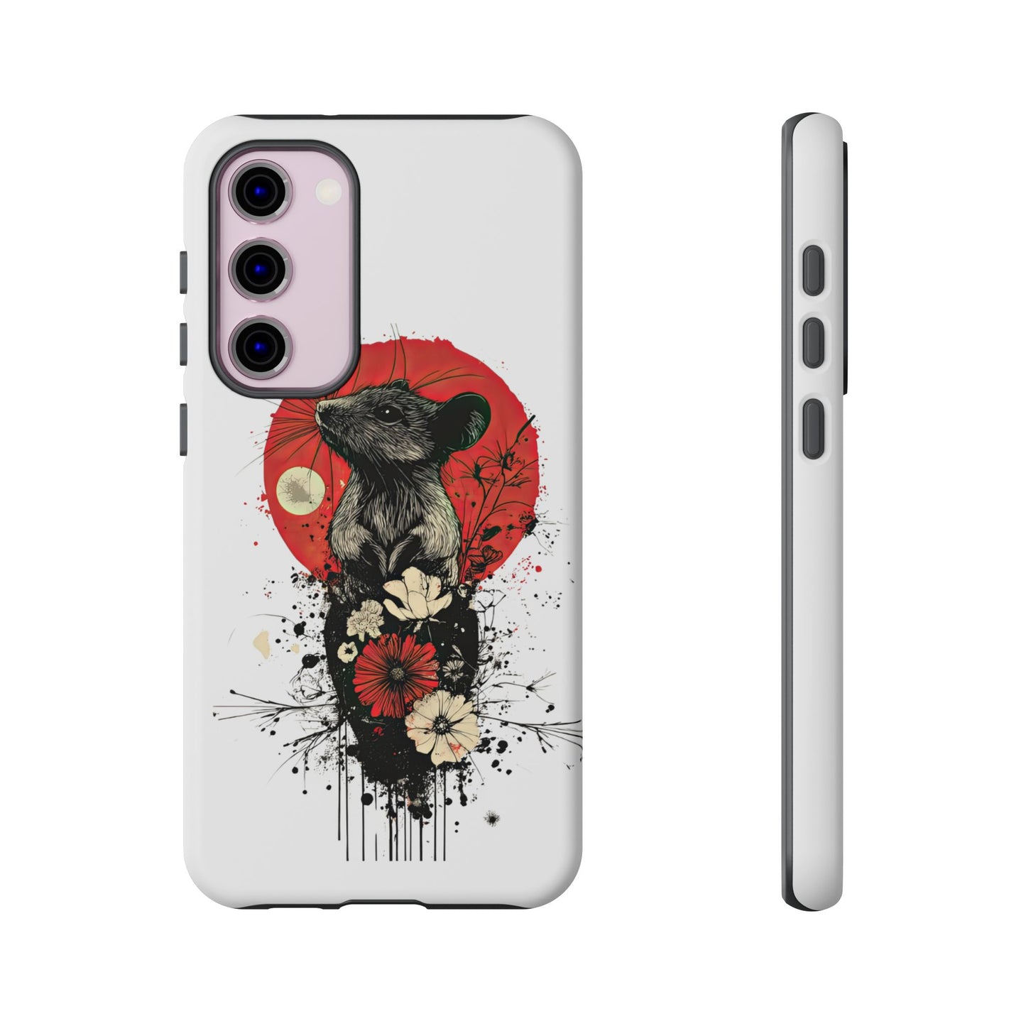 Protective Phone Case – Mouse & Floral Design