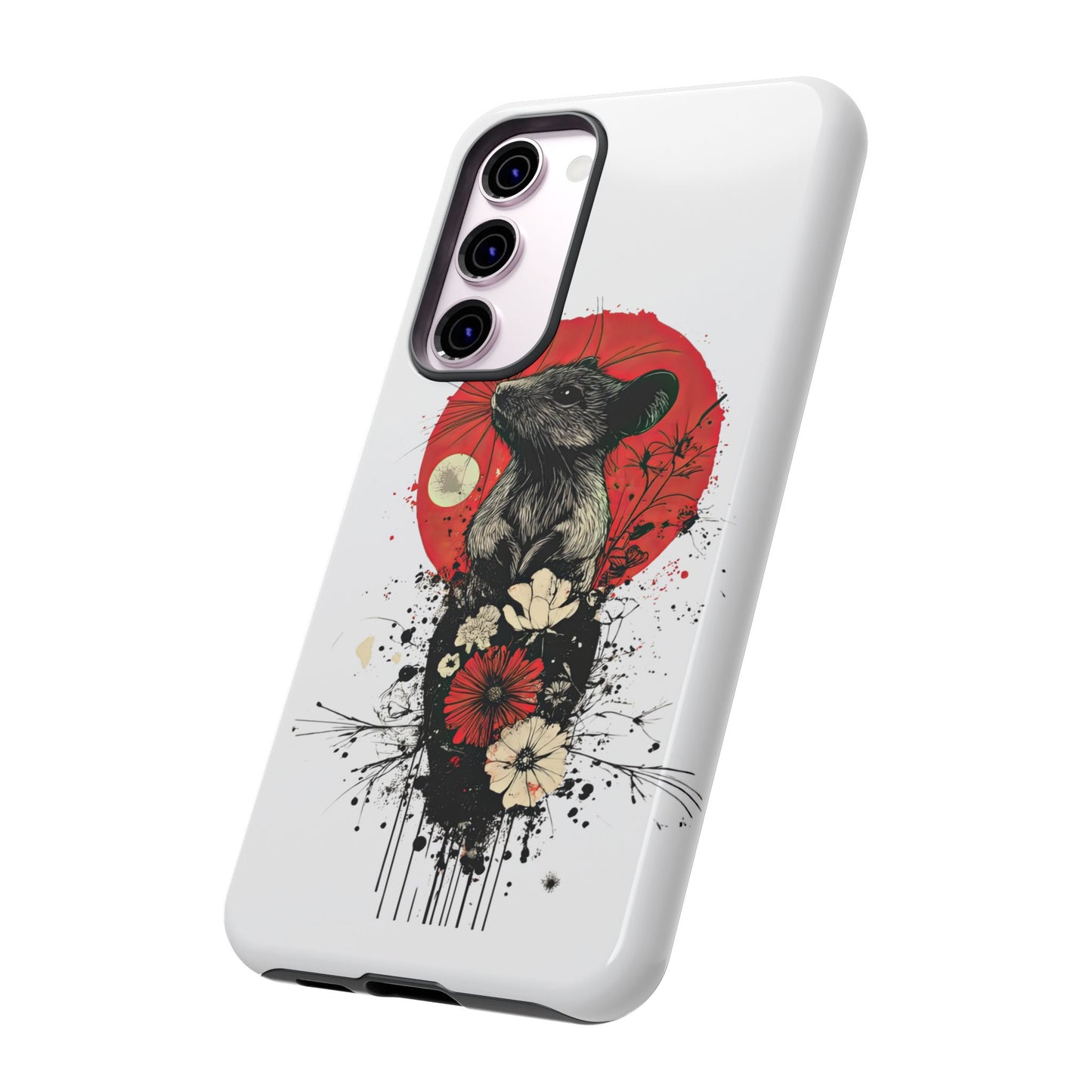 Protective Phone Case – Mouse & Floral Design