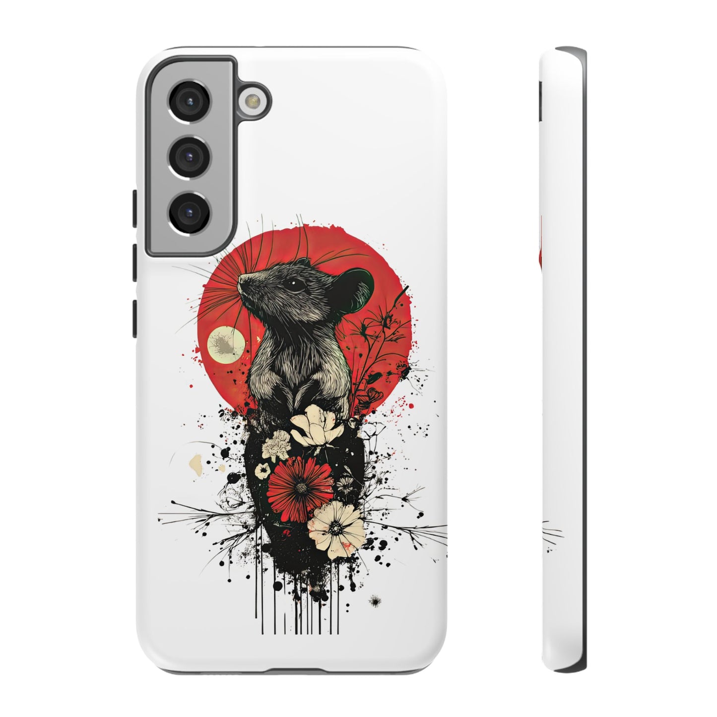 Protective Phone Case – Mouse & Floral Design