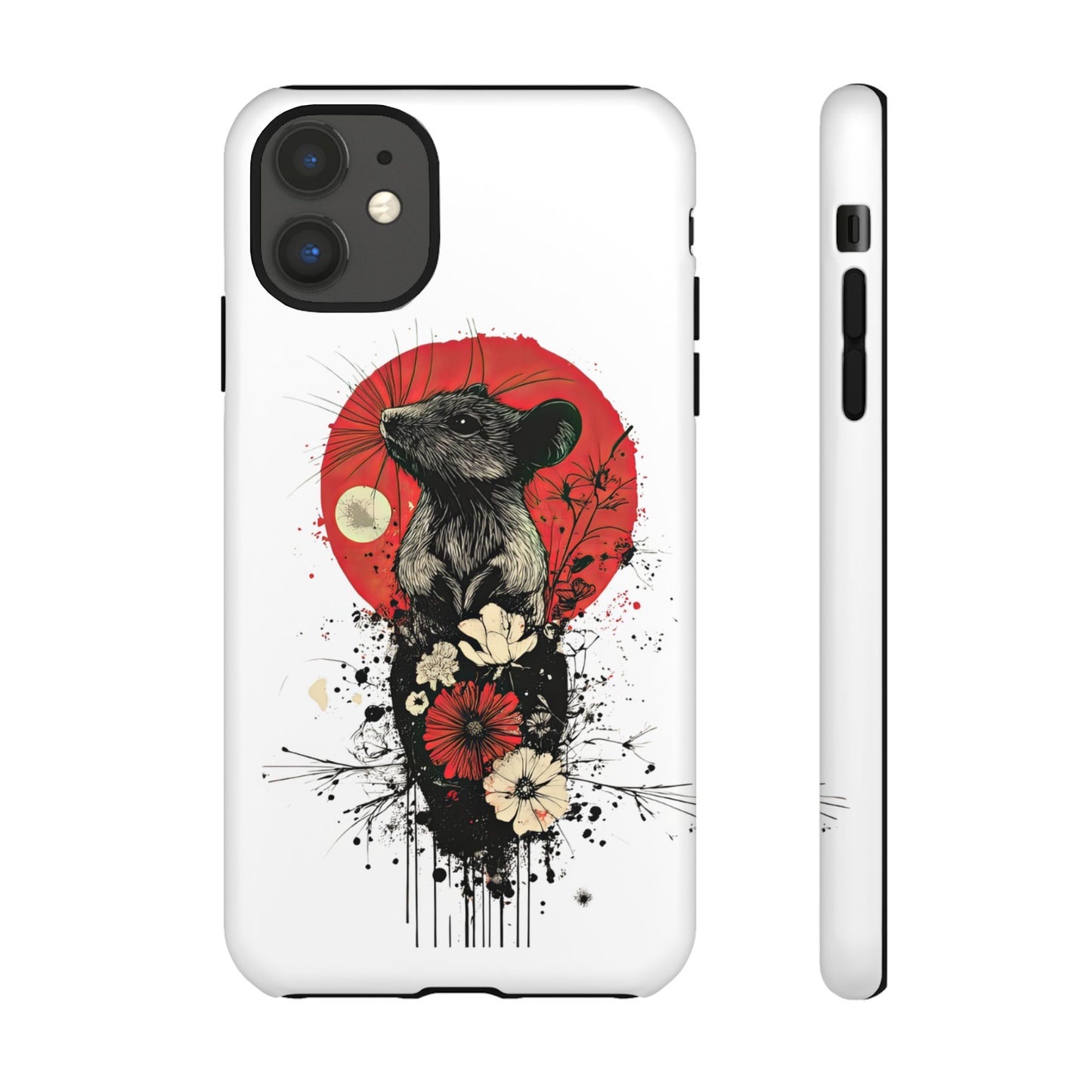 Protective Phone Case – Mouse & Floral Design