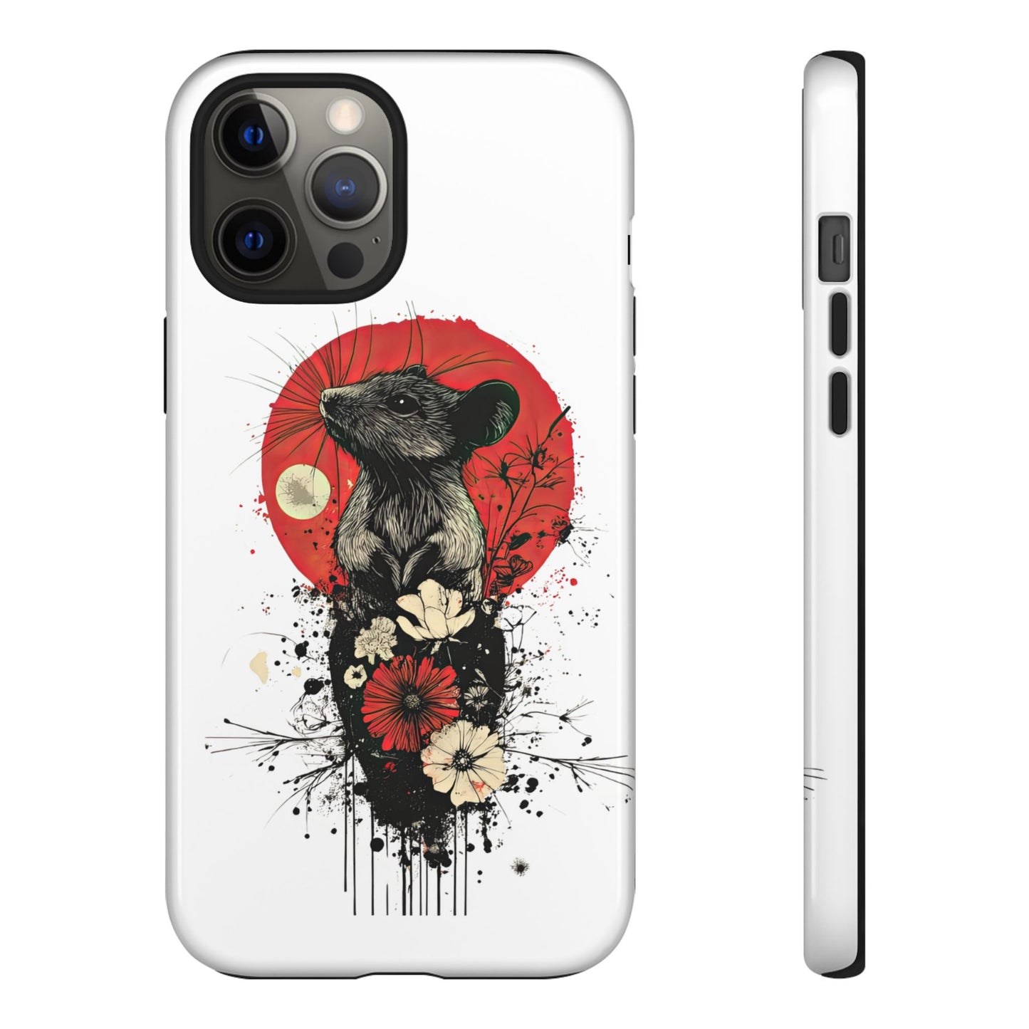 Protective Phone Case – Mouse & Floral Design