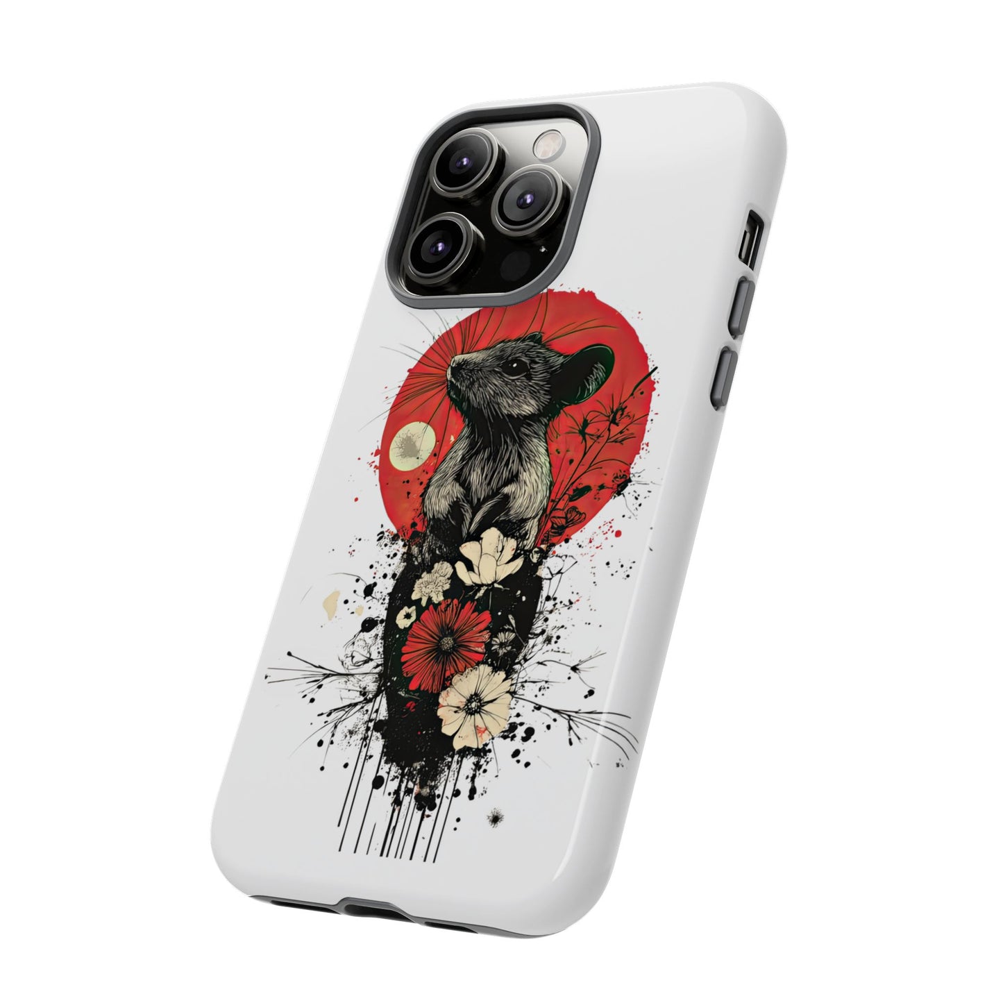 Protective Phone Case – Mouse & Floral Design