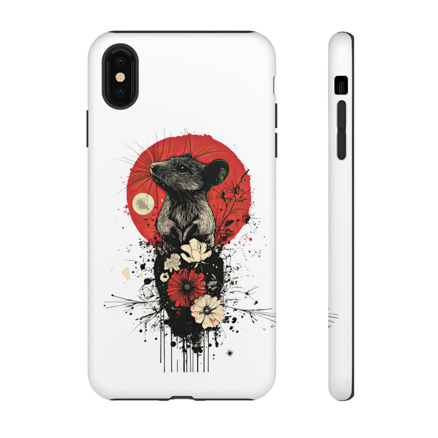 Protective Phone Case – Mouse & Floral Design