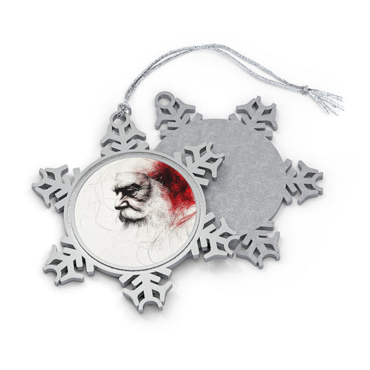 Pewter Snowflake Ornament -Dramatic Santa