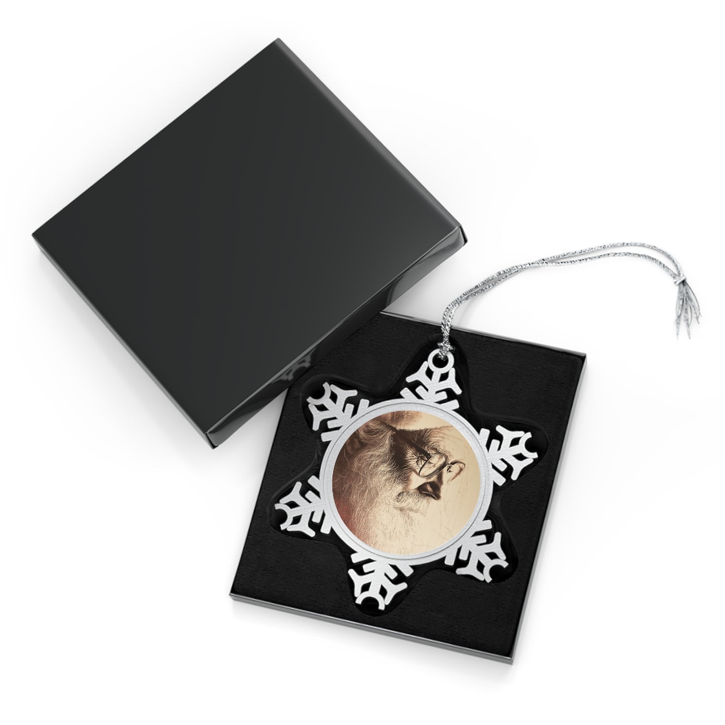 Pewter Snowflake Ornament – Classic Santa Portrait