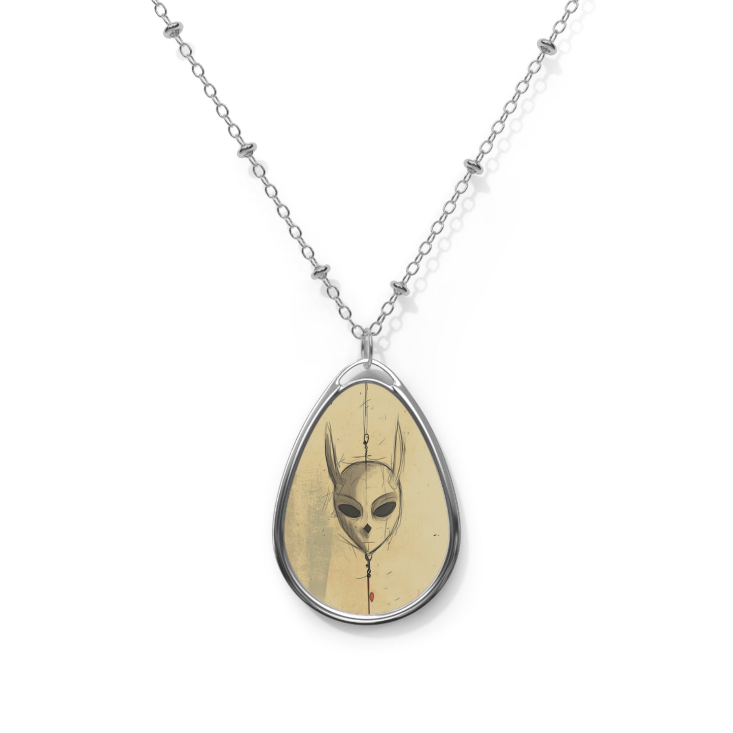 Necklace Pendant - Fox Character Mask Minimal Design