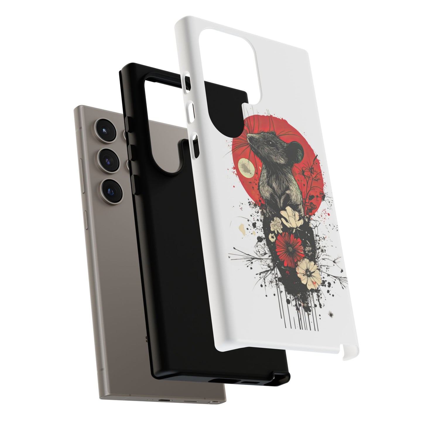 Protective Phone Case – Mouse & Floral Design