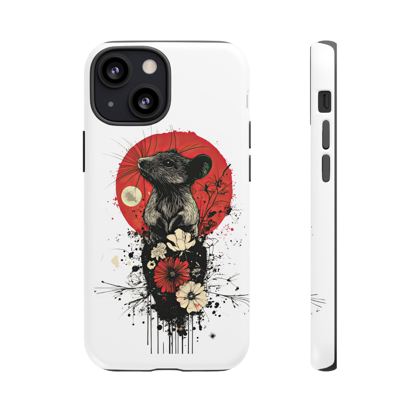 Protective Phone Case – Mouse & Floral Design