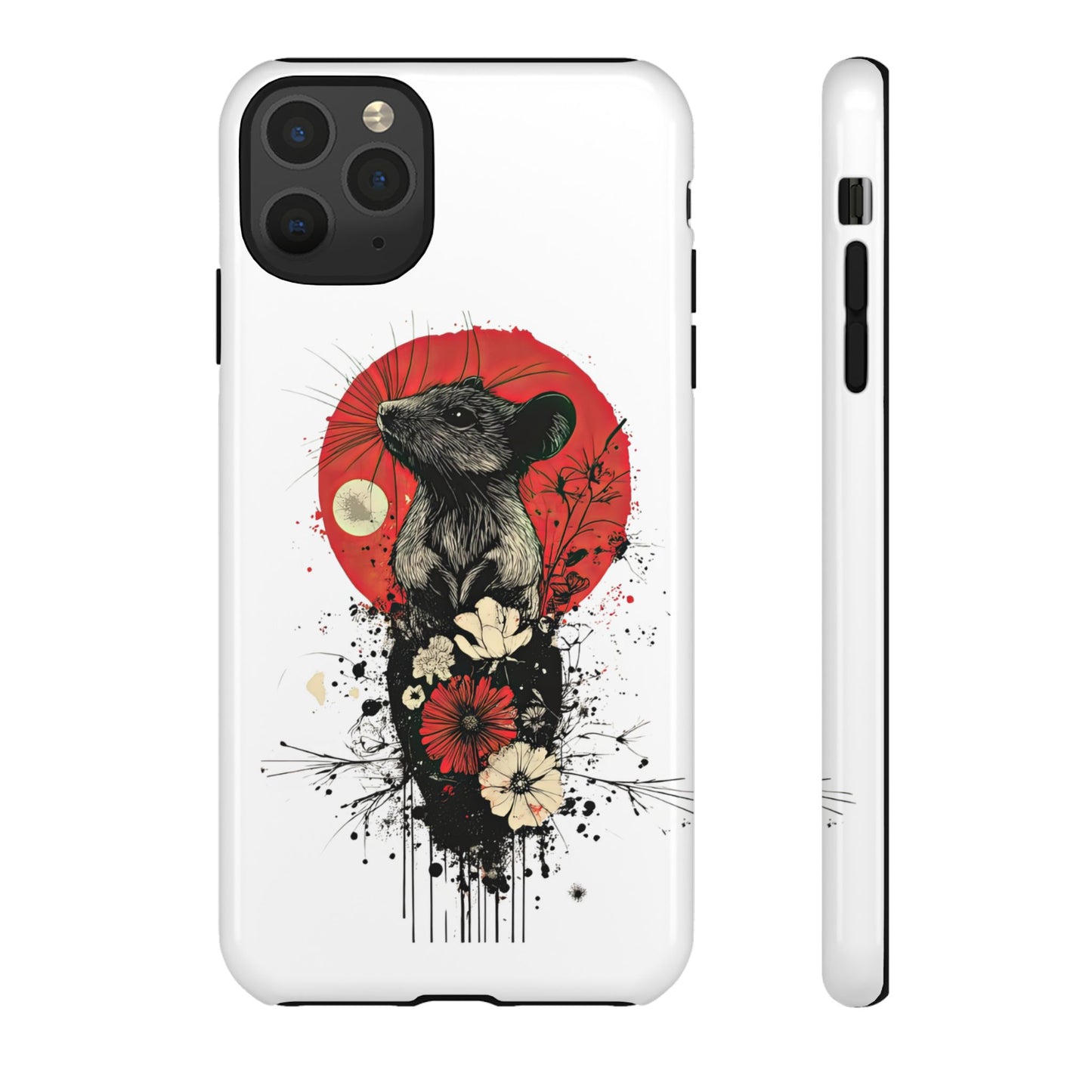 Protective Phone Case – Mouse & Floral Design