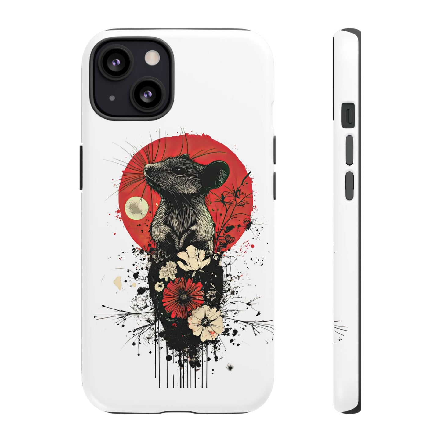 Protective Phone Case – Mouse & Floral Design