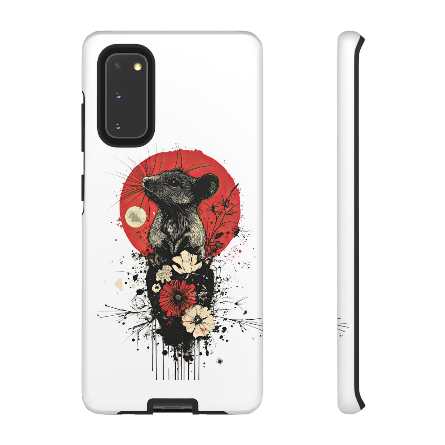 Protective Phone Case – Mouse & Floral Design