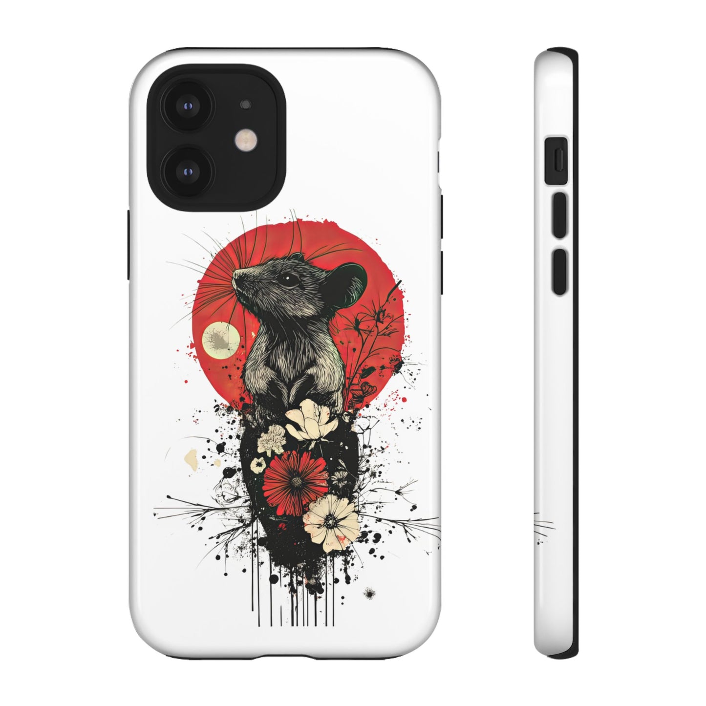 Protective Phone Case – Mouse & Floral Design