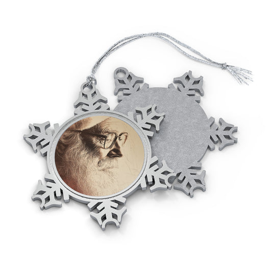 Pewter Snowflake Ornament – Classic Santa Portrait