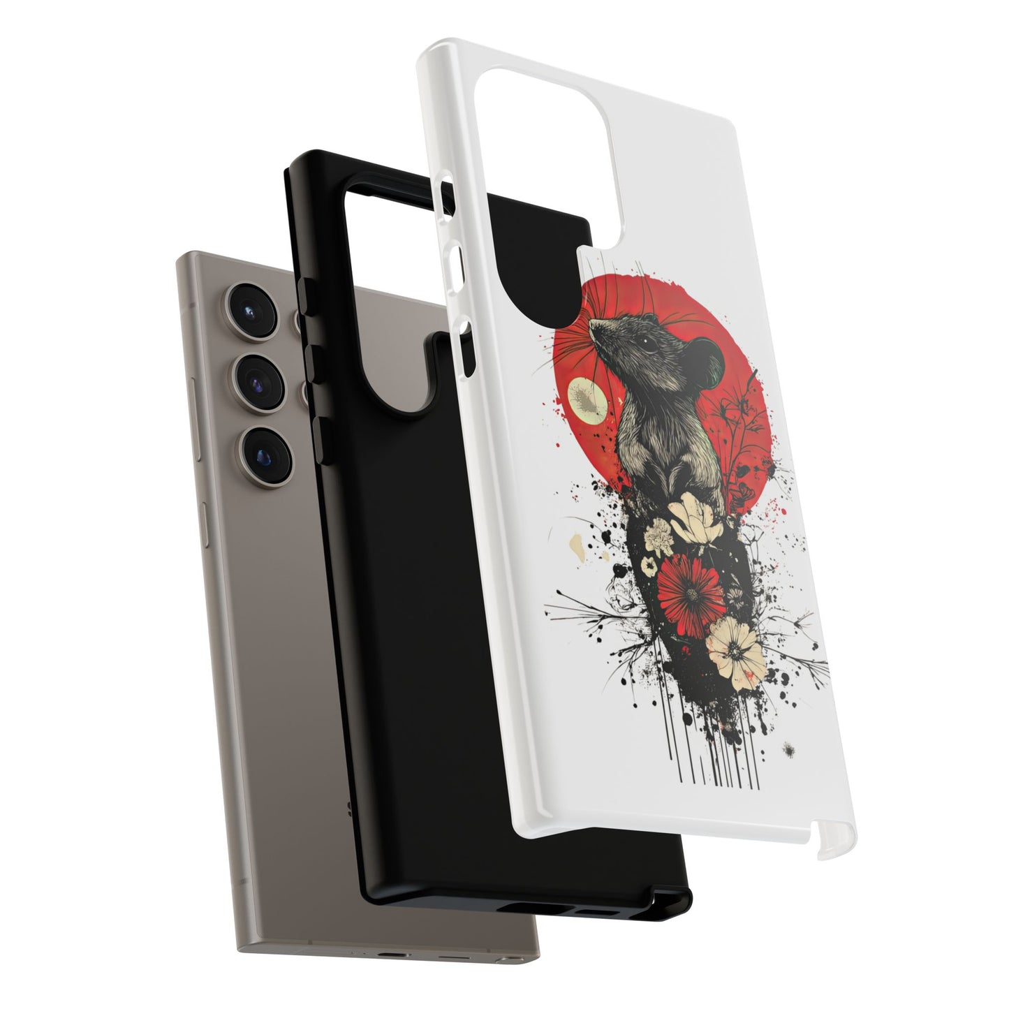 Protective Phone Case – Mouse & Floral Design