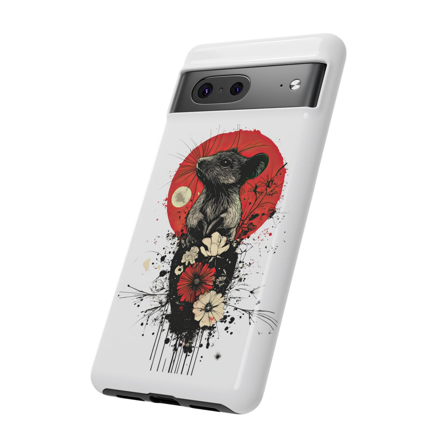 Protective Phone Case – Mouse & Floral Design